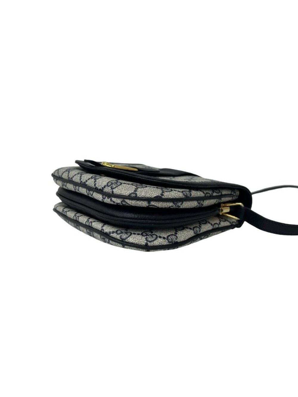 Gucci Vintage GG Logo Pattern Leather Mini Shoulder Bag Crossbody Pochette Navy - Picture 8 of 10